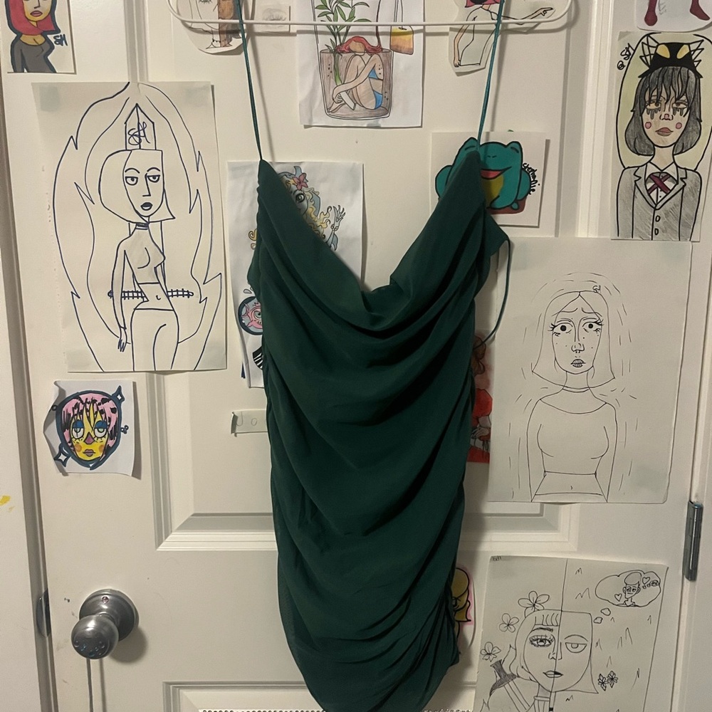 Elegant Green Draped Dress